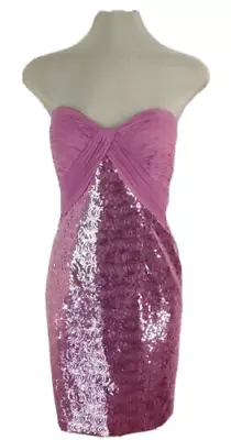 Vicky Tiel DARK ROSE Strapless Sequined Party Cocktail Dress Size 10 NWT • $65