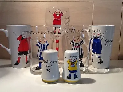 Hand Painted Football Pint/Wine Glass. Pick Your Team. (Personalise For Free) • £10.99