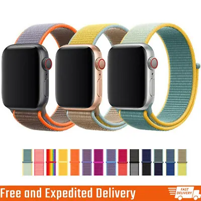 $12.75 • Buy Nylon Band Strap Sport Loop For Apple Watch Band 7 6 5 4 SE 45/44/42/41/40/38mm