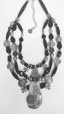 Mary & Doug Hancock Necklace Silver Glass Beads Artisan Signed • $249