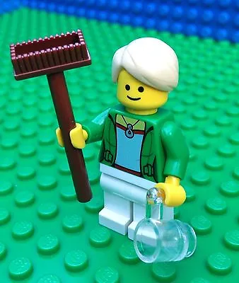 Lego City Town LADY FROM BRICK BANK 10251 Female Broom Cup Minifig Minifigure • $22.79