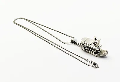 OOAK Vtg Handmade Artisan Mexico Sterling Steam Boat Pendant Snake Necklace • £28.88