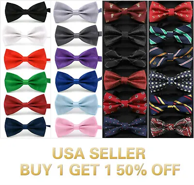 40+ Styles Bow Tie Classic Novelty Mens Adjustable Tuxedo Bowtie Wedding Necktie • $5.99