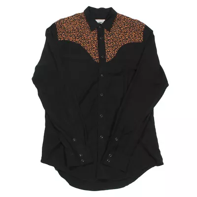 ZARA Western Cowboy Shirt | Medium | Collar Popper Leopard Animal Print AS34 • £21.99