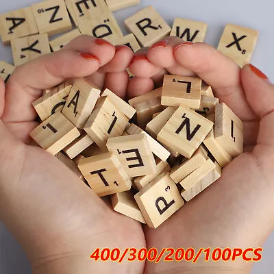 400PCS Scrabble Wood Tiles Pieces Full Sets 100 Letters Wooden Replacement Pick • $8.48