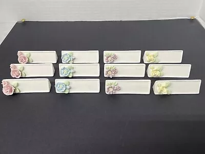 12 Vintage Porcelain Floral Place Card Holders No Box • $18.50