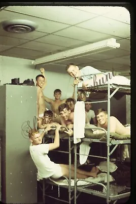 Military Men Goofing Around Barracks Bunk Beds 1960s 35mm Slide • $17.99