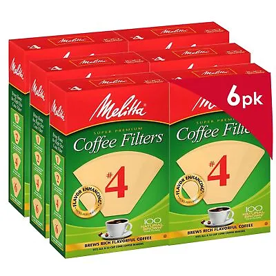 	Melitta #4 Cone Coffee Filters Natural Brown 100 Count Pack Of 6 600 Total 	 • $31.80