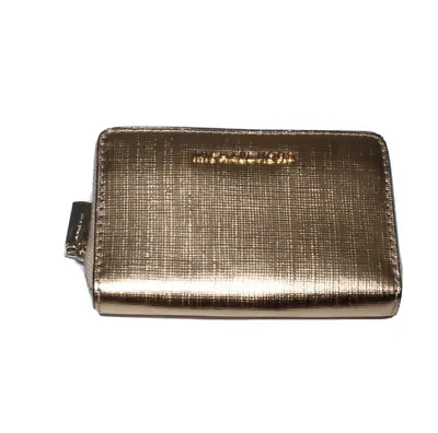 MICHAEL KORS Jet Set Travel Card Case Wallet MK Metallic Gold Leather NWT • $49.99