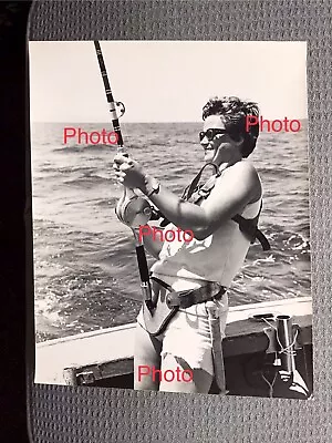 (FP-28) Woman Deep Sea Fishing 1968 Vintage B/W Photo 8x 10 Original • $15.85