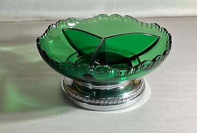 Cambridge Emerald Green Gadroon 6 1/4  3 Part Relish With Farberware Base • $29.75
