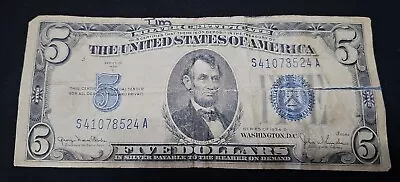 $5 Blue Seal Silver Certificates 1934 D Five Dollar Bill. RARE • $10