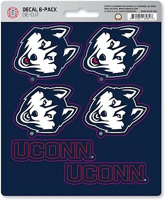 University Of Connecticut Huskies 6-Piece Decal Sticker Set 5x6 Inch Sheet... • $12.79