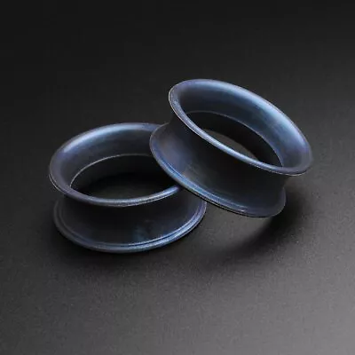 £5.99 • Buy Silicone Flesh Ear Tunnels | Gunmetal Blue Metallic Silicone Double Flare Tunnel