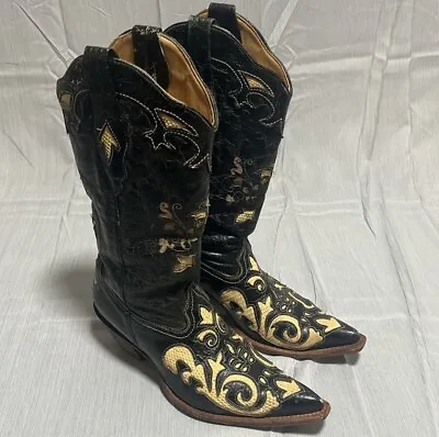 Vintage Corral Western Boots Bone Lizard Overlay Pointy Toe C2116 Women Size 9M • $89.99