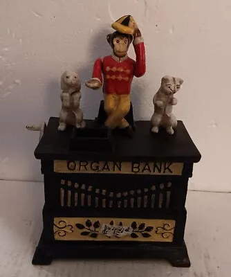 Organ Grinder Monkey Bank Kyser Rex  Cast Iron Collectible • $79.69