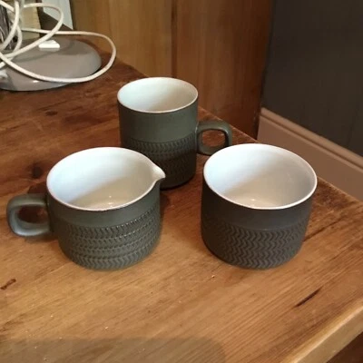 Vintage Denby 'Chevron' Mug  Ream And Sugar Designed By Gill Pemberton In 1961 • £4.99