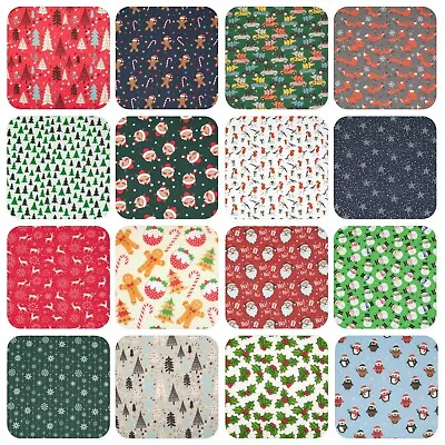 Christmas Polycotton Fabric Material FAT QUARTER / BY THE METRE BUY 3 GET 1 FREE • £1.99