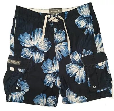 VTG Abercrombie & Fitch Floral Aloha Swim Shorts Mens Sz Large Blue Flower  • $14.99