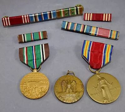 Lot Of Ww2 Medals & Ribbon Bars Freedom Good Conduct European African Campaign • $29.99