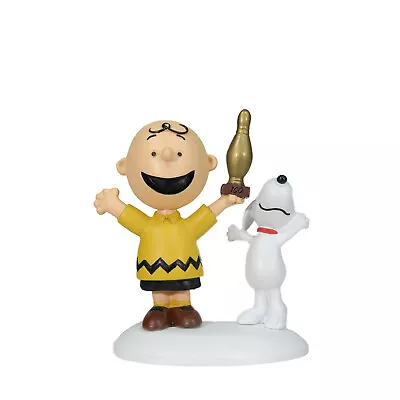 Department 56 Peanuts Series Charlie Brown Breaks 100 With Snoopy Figurine NEW • $26