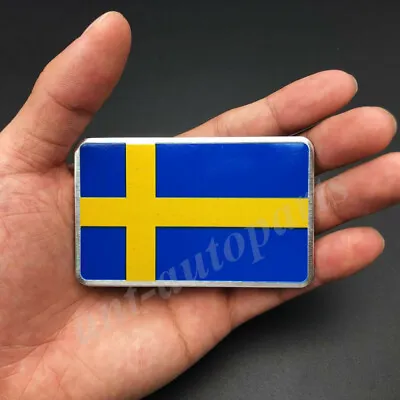 Aluminum Sweden Flag Car Emblem Badge Gift Saab Motorcycle Sticker Fairing • $4.90