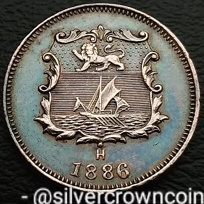British North Borneo Half Cent 1886 H. KM#1. Bronze 1/2 Penny Coin. Selling Boat • $142.30