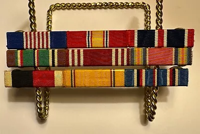 Set Of 3 WW 2 U.S. Army 3 Ribbon Bars Good Conduct National Defense Many More • $29.86