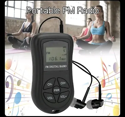 Radio Stereo LCD Digital Pocket Conference Receiver + Earphone Portable Mini FM • $12.95