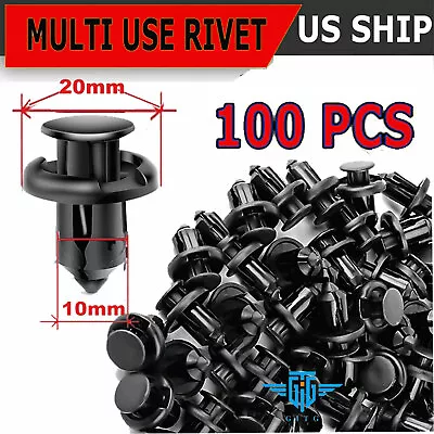 100 Pcs Bumper Clips 10mm Hood Fender Push Rivets Retainer Fasteners For Honda  • $6.57