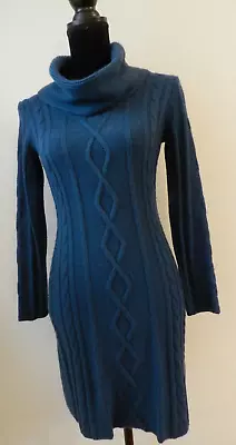 Cynthia Rowley Womens Sweater Dress Dark Teal Blue  Merino Wool Blend Size Small • $29.99