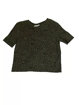 Zara Trafaluc Leopard Animal Print Short Sleeve Raw Cut Edge Top Womens S Small • $15.99