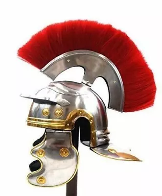 Roman Centurion Medieval Knight Armour Crusader Helmet FREE WOODEN STAND • $75.98