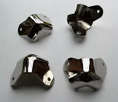 Set Of 4 Chrome Metal Corner Protectors Guitar Loudspeaker PA Amplifier Cabinet • £5.75