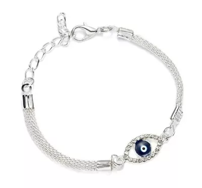 Evil Eye Silver Plated BraceletEnamel Turkish Evil Eye Nazar Lucky Eye • $12.95