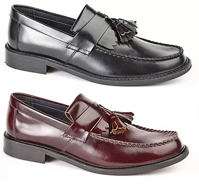 £43 • Buy Roamers Skinhead Polished Leather Tassle Loafers Oxblood Toggle Saddle Shoes New