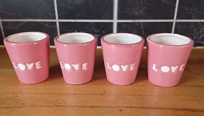 Set Of 4 Pink Love Egg Cups Approx 5cm Tall Easter • £7.99