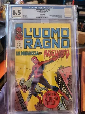 Amazing Fantasy #15 CGC 6.5 OW/W Pages 1970 Italian Edition Foreign Key HTF • $1500