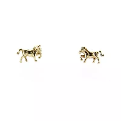 Solid 9ct Yellow Gold Small Prancing Pony Stud Earrings Ladies Girls Horse Lover • £47.99