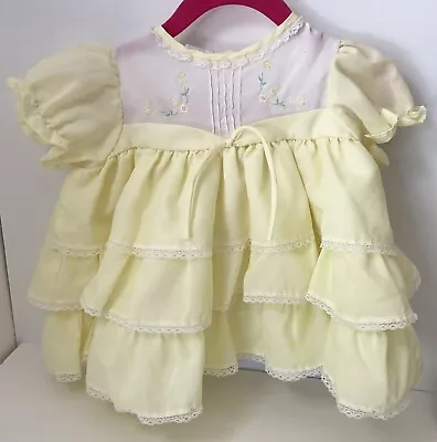 Vintage Toddler Baby  Dress Size 12 Months Yellow Short Sleeve (B2) • $17