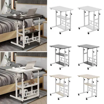 Mobile Over Bed Chair Table Hospital Overbed Height Adjustable Laptop Tray Stand • £13.94