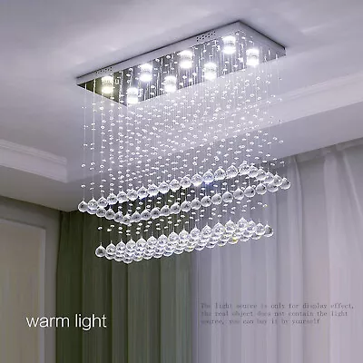 Modern Crystal Chandelier Pendant Lamp Raindrop LED Living Room Ceiling Light • $90.25