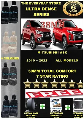 $289 • Buy Ultra Dense Sheepskin Car Seat Covers For Mitsubishi ASX Pair Airbag Safe 38MM