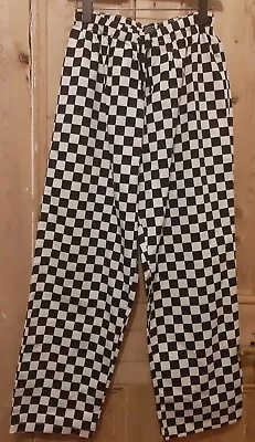 Black White Chef Pants Trousers Unisex Catering Checkered Fabric Protector W26+ • £17.99