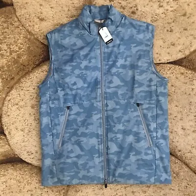 Johnnie O Lightweight  Full Zip Active Golf Vest Mens Size Small Blue Camo $178- • $59.95