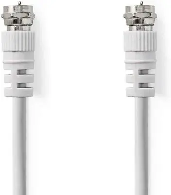 White Coax F Plug To F Plug Satellite/Cable F-Type Connection Cable Lead - 5m • £5.62