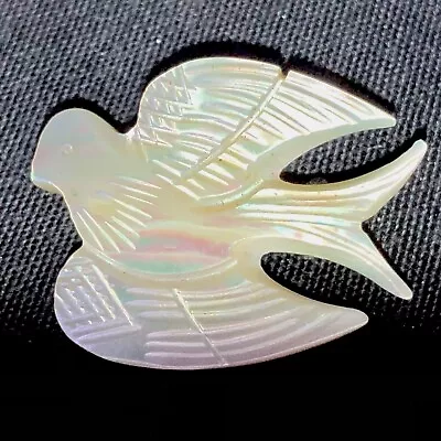 Vintage Dove Brooch Pin Mother Of Pearl MOP Intricately Carved Iridescent 1 Inch • $13.79