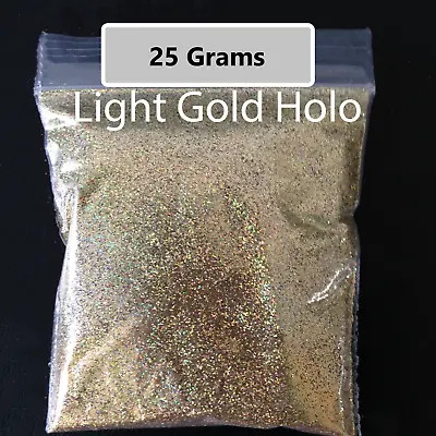 PREMIUM FINE METALLIC LASER GLITTER FOR ARTS CRAFTS NAIL ART 25g Light Gold Holo • £2.99