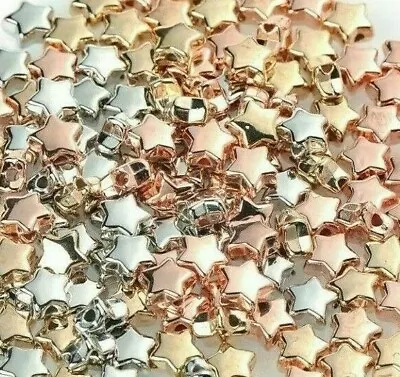 £2.79 • Buy Star Beads 50pcsLoose Spacer Acrylic Assorted Mix Gold 6mm Jewellery Christmas