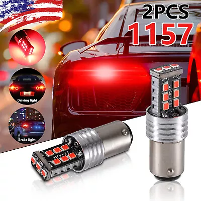 2X 1157 LED Brake Light Strobe Flashing Safety Stop Tail Parking Bulb Bright Red • $6.39